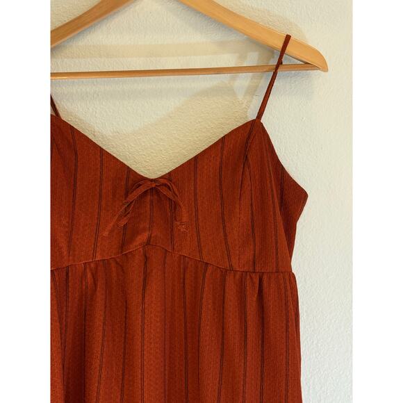 MI AMI FRANCESCA'S Dress Copper Boho Midi Fall Pockets Ruffle | LARGE - Picture 3 of 6
